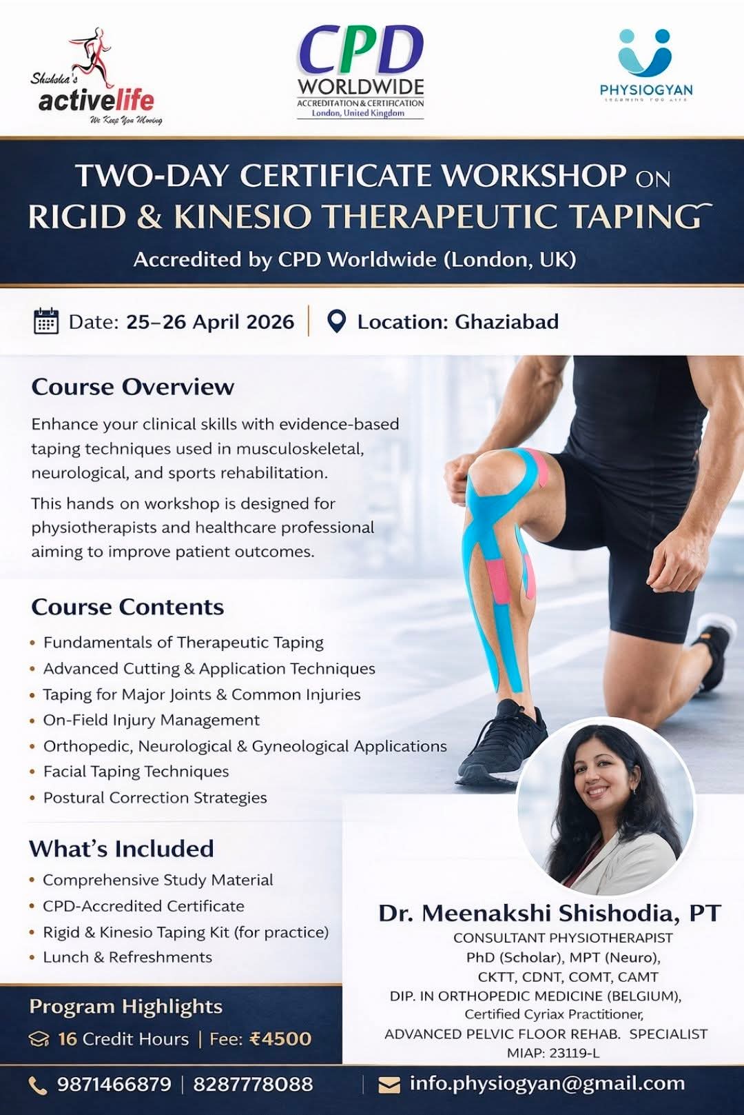 TWO-DAY CERTIFICATE WORKSHOP ON RIGID & KINESIO THERAPEUTIC TAPING